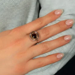 Bague argent 925 3 tons ambre