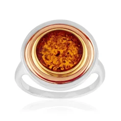 Bague argent 925 3tons ambre
