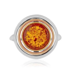 Bague argent 925 3tons ambre