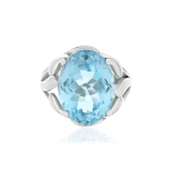 Bague argent 925 topaze bleue traitée 10 carats
