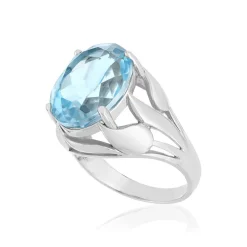 Bague argent 925 topaze bleue traitée 10 carats
