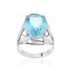 Bague argent 925 topaze bleue traitée 10 carats