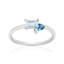 Bague argent 925 topazes bleues traitées