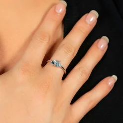 Bague argent 925 topazes traitées et zirconias