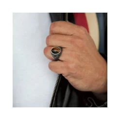 Bague argent 925 vieilli oeil de tigre