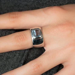 Bague argent zirconia bleu
