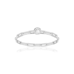 Bague argent 925 zirconia, motif chaîne