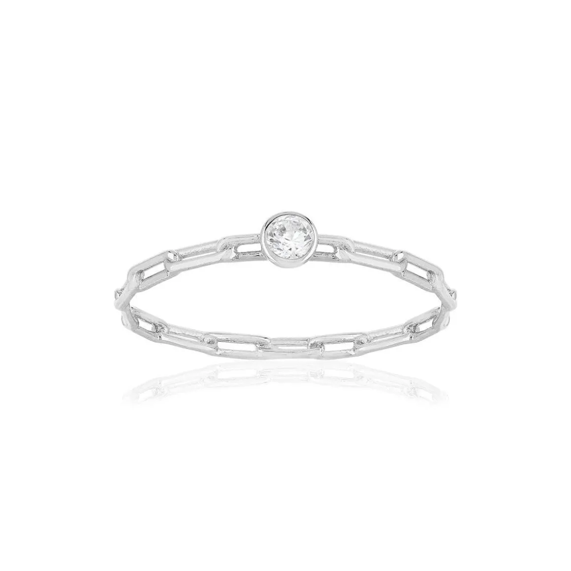 Bague argent 925 zirconia, motif chaîne