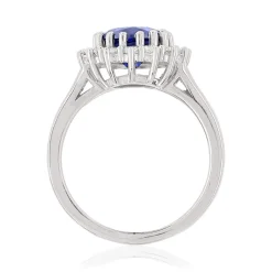 Bague argent 925 zirconia ovale bleu et zirconias blancs