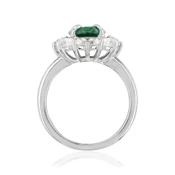 Bague argent 925 zirconia ovale vert et zirconias blancs
