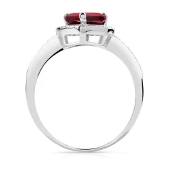 Bague argent 925 zirconia rouge coeur et zirconias blancs
