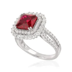 Bague argent 925 zirconia rouge et zirconias blancs