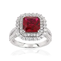 Bague argent 925 zirconia rouge et zirconias blancs