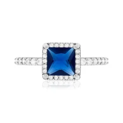 Bague argent zirconias bleu et blanc