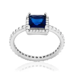 Bague argent zirconias bleu et blanc