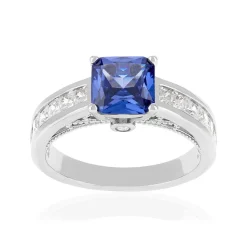 Bague argent 925 zirconias bleu et blanc