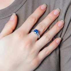 Bague argent 925 zirconias bleu et blanc
