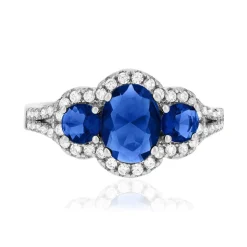 Bague argent 925 zirconias bleus et blancs