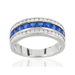 Bague argent 925 zirconias bleus et zirconias blancs