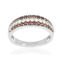 Bague argent 925 zirconias marron et blanc