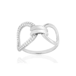 Bague argent zirconias, motif anneaux