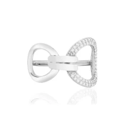 Bague argent zirconias, motif anneaux
