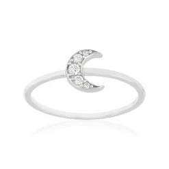 Bague argent 925 zirconias motif lune