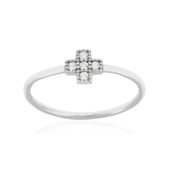 Bague argent 925 zirconias motif croix