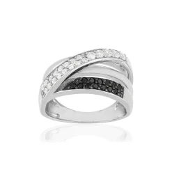 Bague argent 925 zirconias noirs et blancs