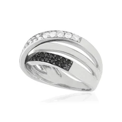 Bague argent 925 zirconias noirs et blancs