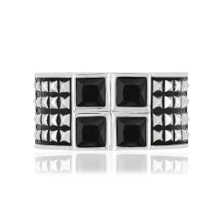 Bague argent 925 zirconias noirs carrés