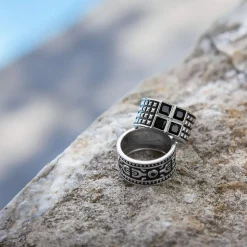 Bague argent 925 zirconias noirs carrés