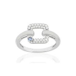 Bague argent 925 zirconias pierre imitation motif carré