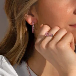 Bague argent 925 zirconias rose