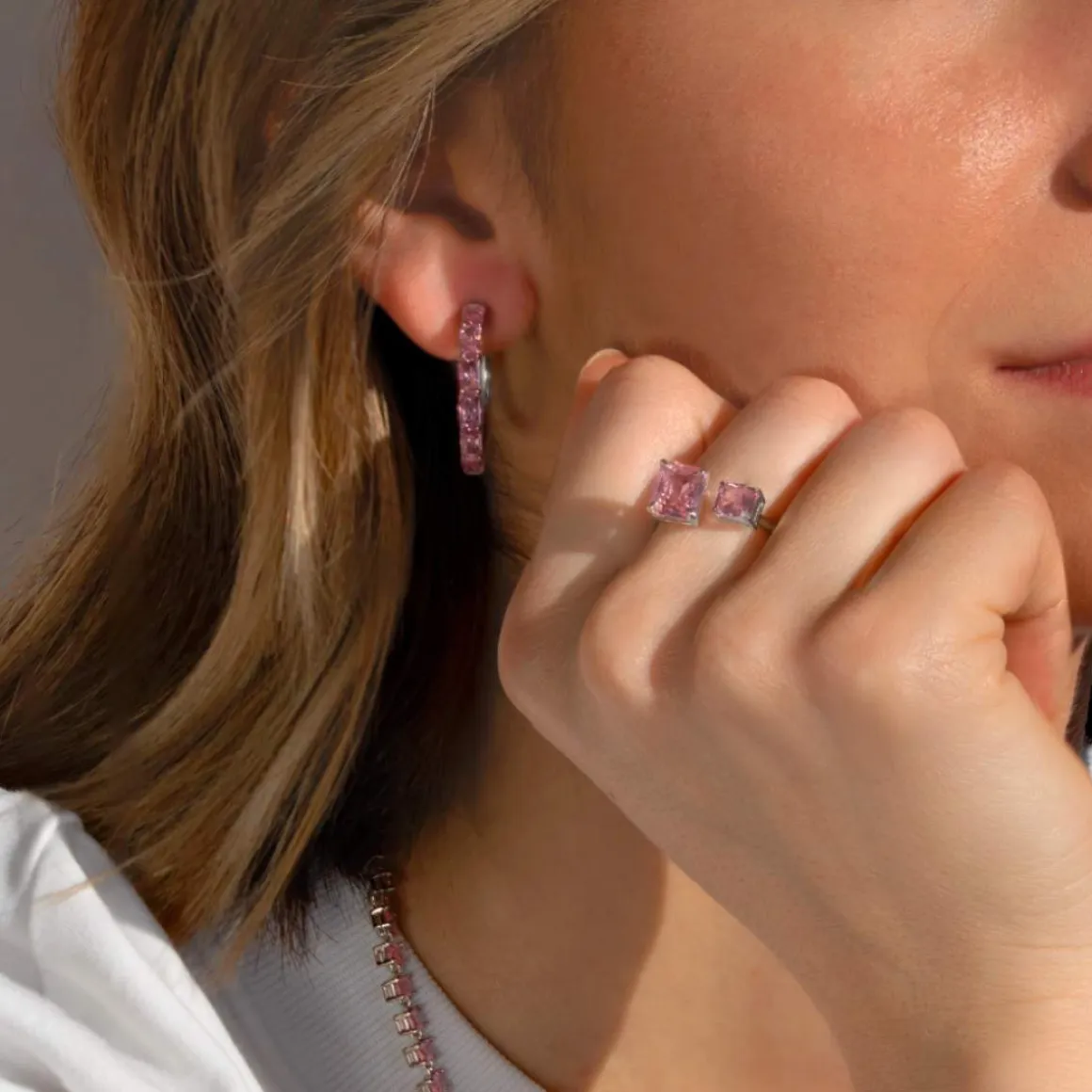 Bague argent 925 zirconias rose