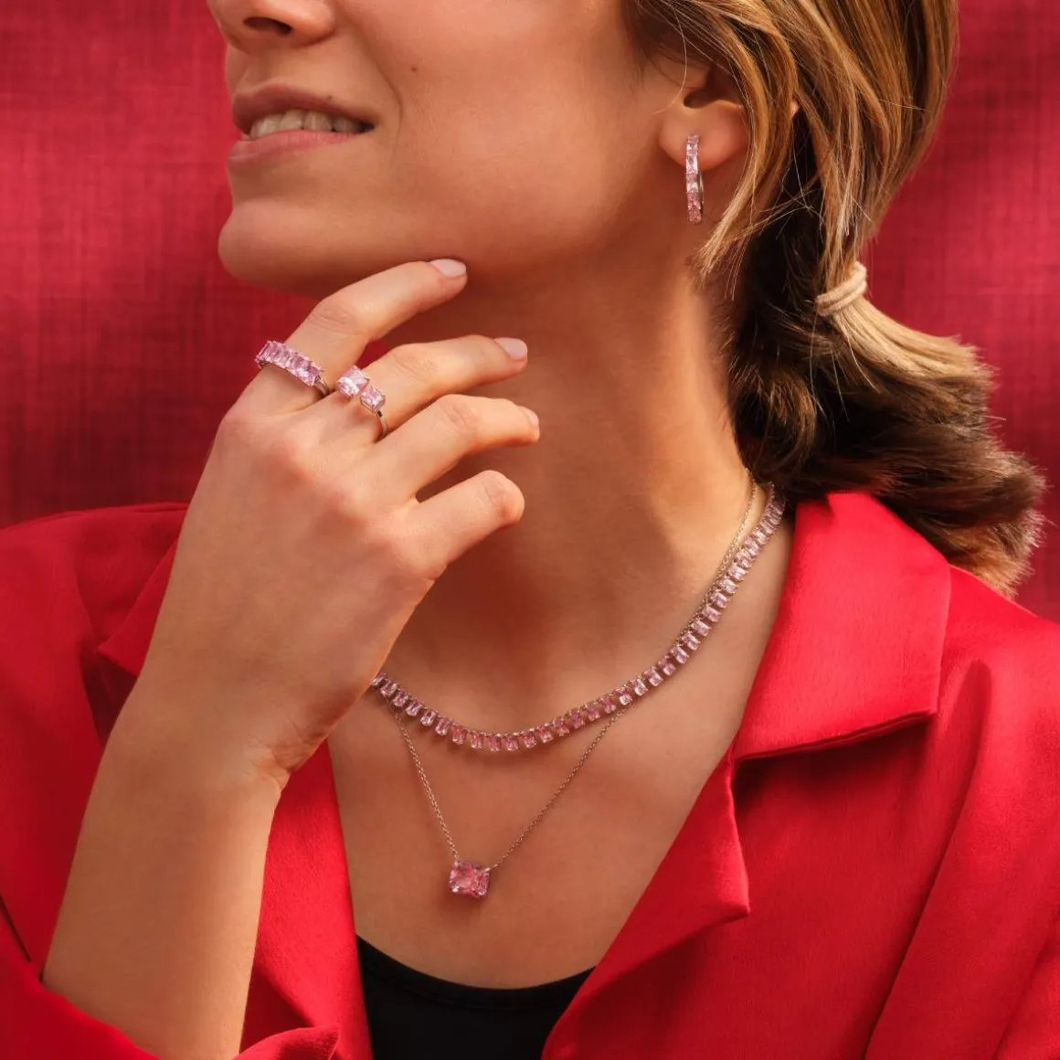 Bague argent 925 zirconias rose