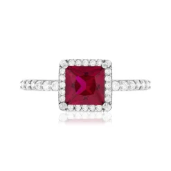 Bague argent zirconias rouges et blancs