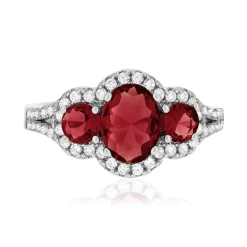 Bague argent zirconias rouge et blanc