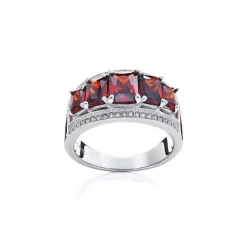 Bague argent 925 zirconias rouges