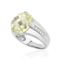 Bague argent 925 zirconias vert clair et blanc