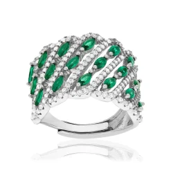 Bague argent zirconias vert et blanc