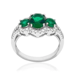 Bague argent zirconias vertet blanc