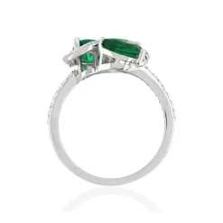 Bague argent 925 zirconias verts taille poire et blancs