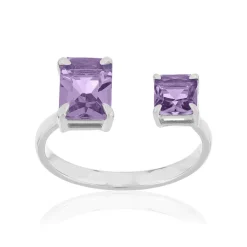 Bague argent 925 zirconias violets