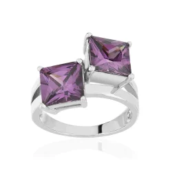 Bague argent 925 zirconias violets