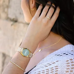 Bague demi tour or 375 jaune zirconia blanc