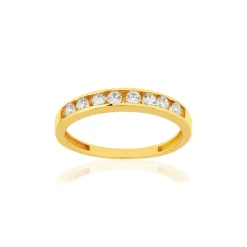Bague demi tour or 375 jaune zirconia blanc