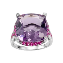 Bague d'occasion mauboussin or 750 blanc diamant rubis amethyste