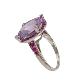 Bague d'occasion mauboussin or 750 blanc diamant rubis amethyste