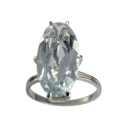 Bague d'occasion or 750 blanc aigue marine